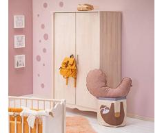 BioKinder Feli Kinderschrank Kleiderschrank Schlafzimmerschrank 2-türig aus Massivholz Birke 109 x 62 x 180 cm weiß lasiert