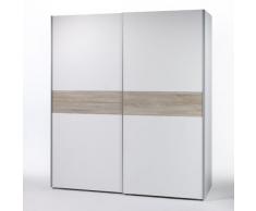BEGA 58-301-87 Victor 2 Schwebetürenschrank Bauchbinde Eiche Sonoma Dekor, circa 170 x 195 x 63 cm, weiß