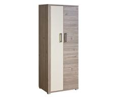 Drehtürenschrank / Kleiderschrank Cavalla 01, Farbe: Eiche / Creme - Abmessungen: 198 x 80 x 52 cm (H x B x T)
