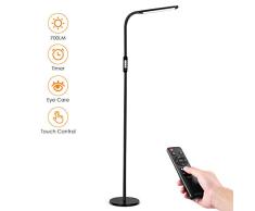 Albrillo LED Stehlampe 8W - 2-in-1 Leselampe & Stehleuchte, Touch & Remote Control, 5 Farbtemperaturen & 5 Helligkeitsstufen, Timer & Augenschutz, für Wohinzimmer, Schlafzimmer und Büro, Schwarz