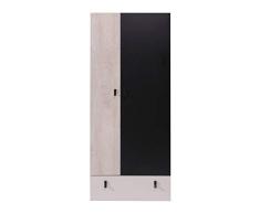 Drehtürenschrank/Kleiderschrank Aalst 03, Farbe: Eiche/Creme/Schwarz - Abmessungen: 190 x 80 x 50 cm (H x B x T)