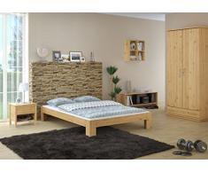 60.67-14 Französisches Bett Holzbett Futonbett 140 x 200 cm Kiefer massiv mit Rollrost