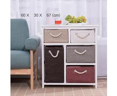 JHCTG Nachttisch Massivholz Rattan Aufbewahrungsbox Schublade Schlafzimmer Schließfächer