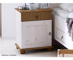 Nachtkommode Nachttisch Nachtkonsole Nachtschrank Nachtschränkchen Silvana I weiß/antik