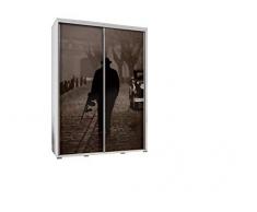 MOEBLO Kleiderschrank Schrank Gaderobe Schiebtüren 155 cm Mafia (wenge)