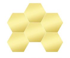 Anladia Spiegelfliesen Wandspiegel Selbstklebend Gold Groß, 6 Stück Hexagon-Spiegel aus Acryl für Wohnzimmer, Kinderzimmer, Badezimmer, Schlafzimmer, Büro