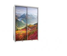 MOEBLO Kleiderschrank Schrank Gaderobe Schiebtüren 155 cm ALPS (wenge)