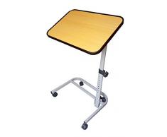 FabaCare Beistelltisch RMF, höhenverstellbarer Betttisch auf Rollen, sehr stabil, Tisch für Bett mit Neigung, klappbar, Winkel verstellbar, Braun
