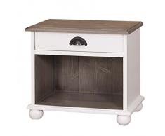 Casa Padrino Landhaus Stil Nacht Schrank Kommode mit 1 Schublade - Jugendstil Shabby Chic Möbel - Massivholz Nachtschränkchen, Farbe:Weiß/Holzfarben