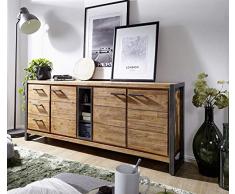 Main Möbel Sideboard massiv Holz Metall Tundra 200x80 Akazie Natur