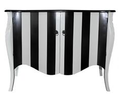 Casa Padrino Barock Kommode Schwarz/Weiß Streifen 120cm Mod - Antik Stil Möbel