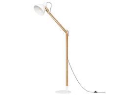 Tomons Stehlampe Holz, LED Stehleuchte Moderne Skandinavischer Stil, Warmes und Elegantes Design, Standleuchte für Wohnzimmer, Schlafzimmer, Esszimmer usw - Weiß
