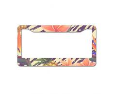 Mesllings Tellerrahmen mit tropischen Früchten, Ananas und schönen Blumen, 30,5 x 15,2 cm, passend für jedes Auto, LKW, SUV, Wohnmobil oder Anhänger
