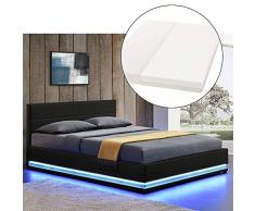 ArtLife LED Polsterbett Toulouse 140 × 200 cm mit Matratze, Lattenrost & Bettkasten - Kunstleder Bezug & Holz Gestell – schwarz – Bett Jugendbett