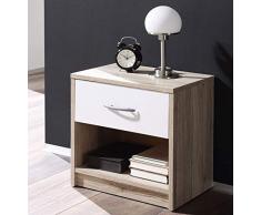 Stella Trading Pepe Nachtkommode, Eiche, SAN REMO/ABS. WEIß, 28 x 39 x 41 cm