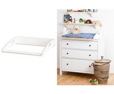 Designer Wickelaufsatz mit Griffen für Ikea Hemnes Kommode extra stabiles Holz (keine Spanplatte) Wand- u. Kommodenbefestigung runde Ecken Kippschutz Wickelauflagen Breite 77 (passgenau) und 80 cm