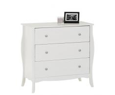 IDIMEX Kommode im Barockstil Antoinette, Sideboard Anrichte Schubladen Design Flur Diele, weiß, 3 Schubladen im antik Barock Stil, Kiefer massiv