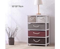 JHCTG Nachttisch Massivholz Rattan Aufbewahrungsbox Schublade Schlafzimmer Schließfächer