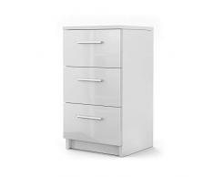 Vicco Nachtschrank Kommode Boxspringbett Nachttisch Nachtkommode Kommode Schrank - 3 Schubladen - 66cm hoch (Weiß Hochglanz Front, Einzeln)