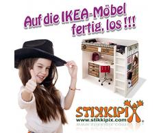 Weltall Aufkleber - SH12 - passend für die Kinderzimmer Hochbett-Kombination STUVA von IKEA - Bestehend aus Hochbett, Kommode (3 Fächer), Kleiderschrank und Schreibtisch