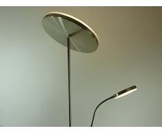 LED-Stehleuchte Deckenfluter mit Leseleuchte Livio nickel Fluter dimmbar Wohnraumleuchte Büroleuchte Standleuchte