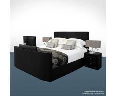 SONDERAKTION! bellvita GELBETT mit ECHTLEDER-Bettrahmen und versenkbarem Flat-TV inkl. Lieferung & Aufbau durch Fachpersonal, 180cm x 200cm (schwarz)