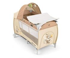 CAM Reisebett DAILY PLUS | Großes Babybett 120x60cm inkl. Wickelauflage, Reisebettmatratze, Rollen & Tragetasche | seitlichem Einstieg | klappbar & kompakt (Bärchen braun)