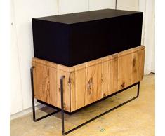 Highboard - Stahlkufen - Eichenholz - Weiche Lackoberfläche - Elegantes Innenleben