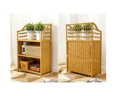 MU Haushalt Zuhause Regal Einfaches Bücherregal Nachttisch Stroh Schrank Mehrschichtiges Regal Retro Bodenmontierter Erker Rattan Aufbewahrungsschrank