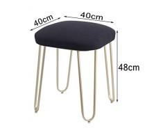 MMLI-Fußhocker Ankleide-Hocker Ottoman-Metall-Fußbank Hocker Gepolstertes Wohnzimmer Schlafzimmertextilien Leinen Elastische Schwammfüllung 150kg-Füllmenge, 4 Beine (40 × 40 × 48 cm) Grau