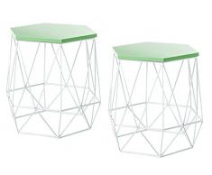 Dynamic24 2X Metall Beistelltisch Couchtisch Tisch Ablage Sofatisch Nachttisch Grün Weiss