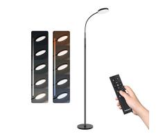 Tomons Stehlampe LED Dimmbar Stehleuchte 12W mit Fernbedienung, Stehleuchte Stufenlos Dimmbar, Stufenlose Farbtemperaturen, für Wohnzimmer Schlafzimmer, Schwarz Flexibler Schwanenhals