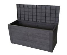 Auflagenbox in Holzoptik Gartenbox Anthrazit 300L / 120x46xH58cm Gartentruhe Kissenbox für Polsterauflagen