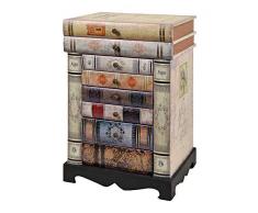 ts-ideen Design Kommode Bücherregal Schrank im Vintage Antik Buch Look Nachttisch mit Schubladen