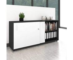 Weber Büro Schiebetürenschrank Sideboard NOVA 2OH 1.640 x 740 mm Anthrazit-Weiß