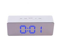Factorys LED-Digitalwecker USB-Anschluss und batteriebetrieben - Wecker Nacht- Temperaturanzeige - Helligkeit einstellbar, Schlafzimmerspiegel Reisewecker