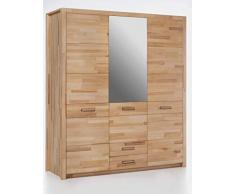 Cats Collection Kleiderschrank 175 cm 3-türig 2 Schubladen Spiegel Kernbuche massiv