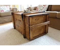 Holzkiste Truhe Couchtisch Beistelltisch Vintage shabby chic Landhaus Massivholz nussbaum