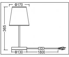 Trango 2er Pack Tischleuchte Nachttischlampe Schreibtischleuchte Lampe 2TG2017-08GGrey mit Stoffschirm in grau Ø 170 mm, Höhe: 350 mm