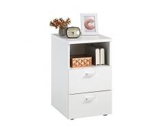 FMD furniture 652-001E, Nachtkonsole in Ausführung Weiß, Maße ca. 35 x 61,5 x 40 cm (BHT), Melaminharz beschichtete Spanplatte