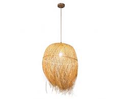 Pendelleuchte handgeflochten aus Bambus Pendellampe Kreative Design Lampeschirm Personalisierte Hängeleuchte Rattan Kronleuchter Hängelampe für Esszimmer Schlafzimmer Ø45cm*62cm