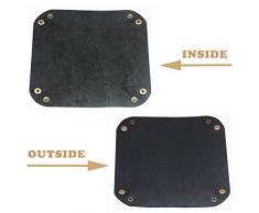 boshiho Ledertablett, Leder Catchall Schlüssel Handy Münzkasten Valet Tray für Schlüsselgeld Cady, Nachttisch Tiny Storage Container Box braun Organizer (Schwarz)