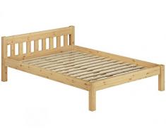 Erst-Holz® Doppelbett Ehebett Jugendbett Kiefer Natur Massivholz 160x200 Rollrost Bettgestell 60.38-16