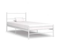 vidaXL Bettgestell Zeitloses Design Metallbett Bett Schlafzimmerbett Einzelbett Schlafzimmermöbel Ehebett Bettrahmen Weiß Metall 90x200cm