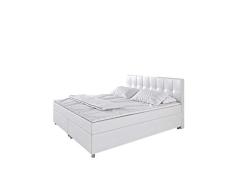SEDEX Zenga Boxspringbett 180x200cm Bett Doppelbett Komplettbett Hotelbett Kunstleder - weiß