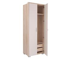 Jugendzimmer - Drehtürenschrank / Kleiderschrank Gabriel 17, Farbe: Eiche Braun / Creme - 220 x 85 x 54 cm (H x B x T)