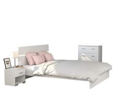 Jugendzimmer 4-teilig weiß inkl Kommode + Bett + 2 Nachtkommoden Kinderzimmer Jugendbett Schlafzimmer Set