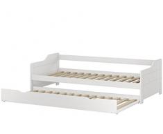 Erst-Holz® Sofabett Doppelbett Bettgestell 90x200 Einzelbett Bett + Bettkasten Kiefer weiß 60.34-09 W