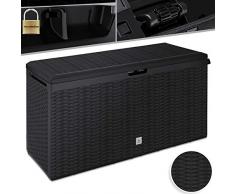 Kesser® Auflagenbox Kissenbox 290 Liter mit Rollen klappbarer Deckel Haltegriffe Rattanoptik Gartenbox, Anthrazit
