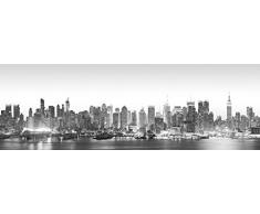 Beauty.Scouts Wandspiegel New York, Spiegel, Digitaldruck, Skyline Design, schwarz, grau, weiss, Schlafzimmer, Wohnzimmer, Jugendzimmer, Flur, Diele, mit Aufhänger, 50x140cm